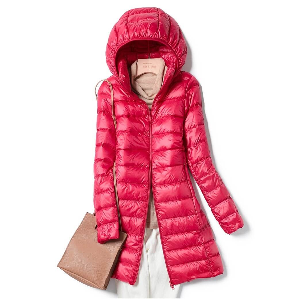 Street Wave Ultralight Hooded Down Coat For Women With Detachable Hood Warm Insulated Winter Outerwear