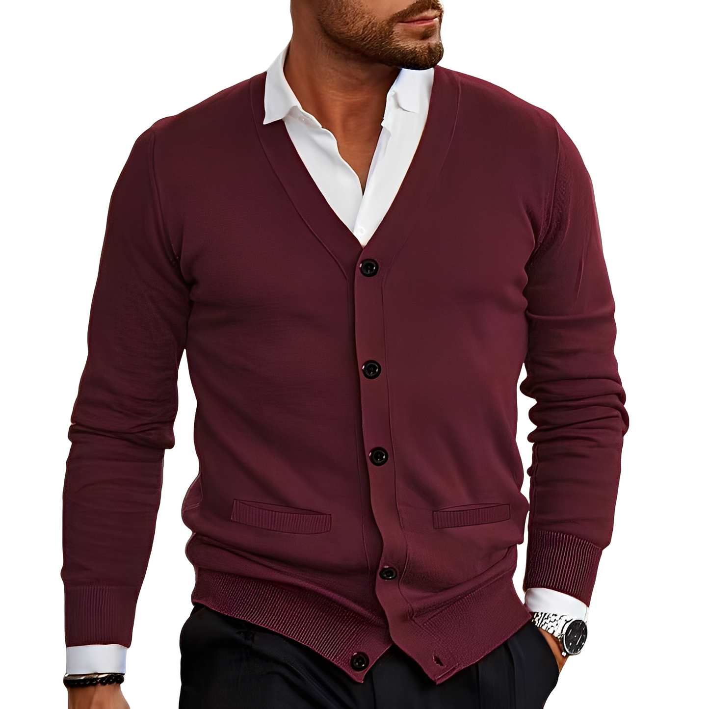 Streetwave Cotton Cardigan For Men With Button Front Cozy Knit Versatile For Casual Office