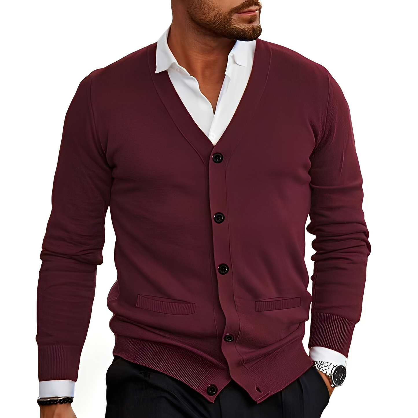 Street-wave Men Cardigan With Button Front Premium Knitwear For Office And Casual Wear