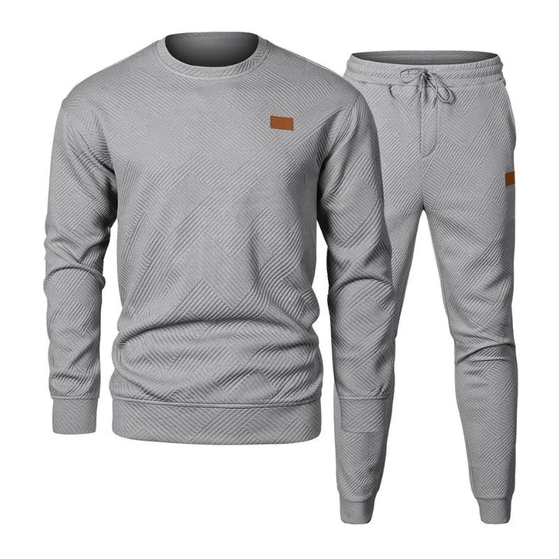 Street-Wave Drake Men's 2 Piece Jacquard Sweatsuit Set With Matching Top And Bottom