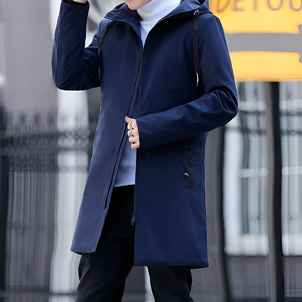 Street Wave Waterproof Hooded Jacket For Men, Thick Insulated Windproof Rainproof Coat, All Weather Comfort