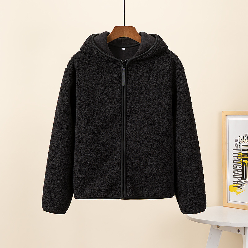 Street-wave Hooded Zip Sherpa Fleece Jacket Unisex Cozy Winter Wear for Cold Days