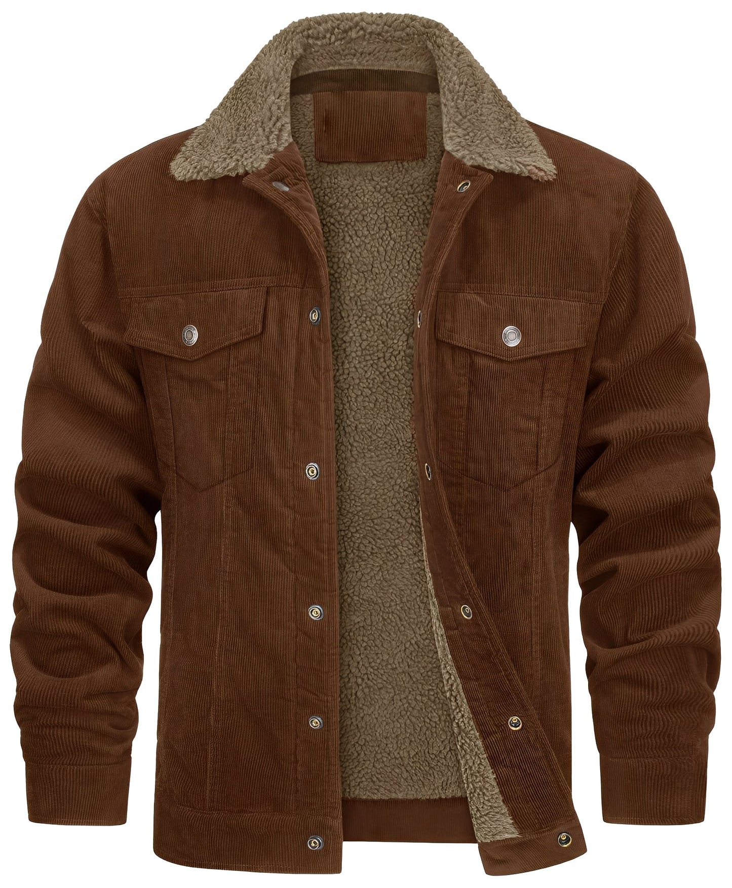 Street-Wave Corduroy Plush Jacket For Men With Sherpa Lining, Timeless Style, Rugged Durability, Premium Comfort