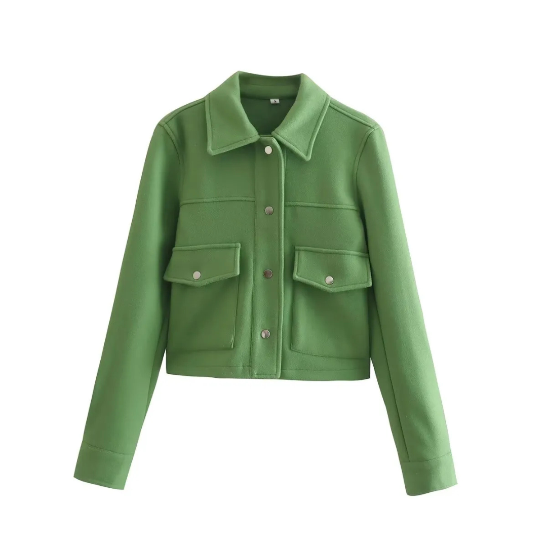 Street-Wave Women's Bomber Jacket Short Chic Coat With Plush Texture And Front Pockets