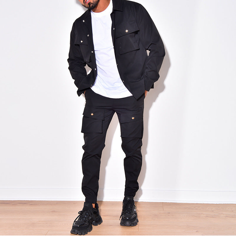 Street-wave Men's Cargo Suit Two-Piece Modern Functional Stylish Urban Look Everyday Wear