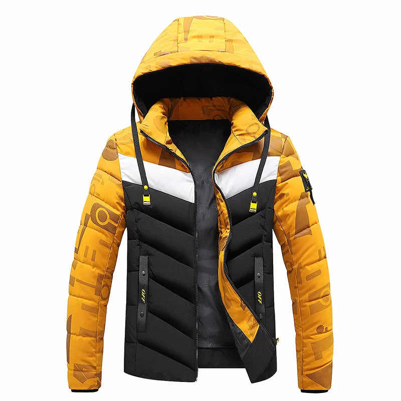 Street Wave Mens Down Jacket Warm Windproof Winter Coat Insulated Outerwear Fashion