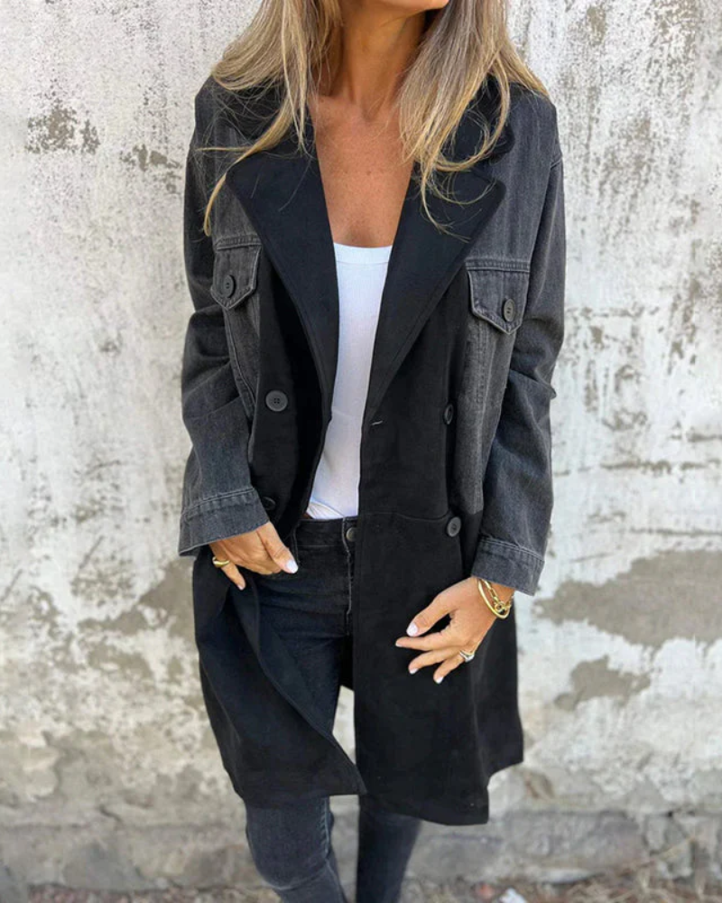 Street-Wave Denim And Leather Coat For Women With Ultra Durable Warmth And Luxe Comfort
