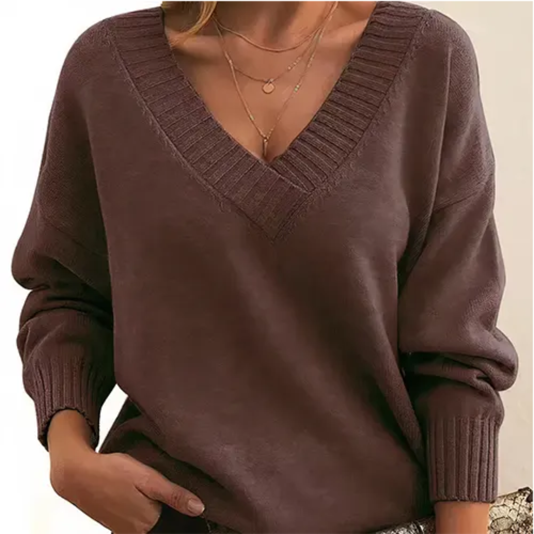 Street-Wave V-Neck Winter Pullover For Women Luxurious Warmth And Cozy Comfort Everyday Style