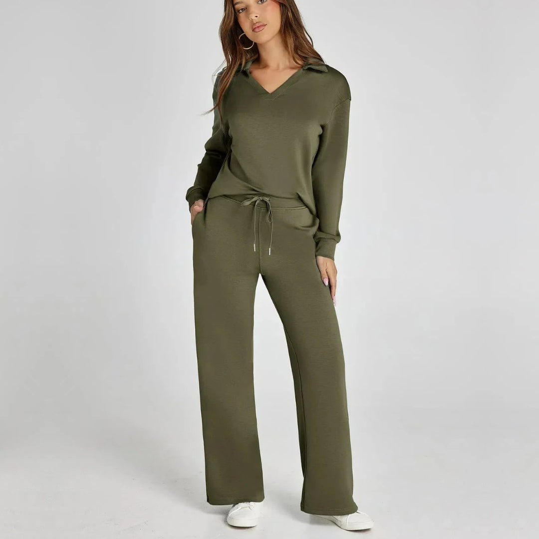 Street-wave Womens Loungewear Set With Wide Leg Pants For Cozy Comfort And Style