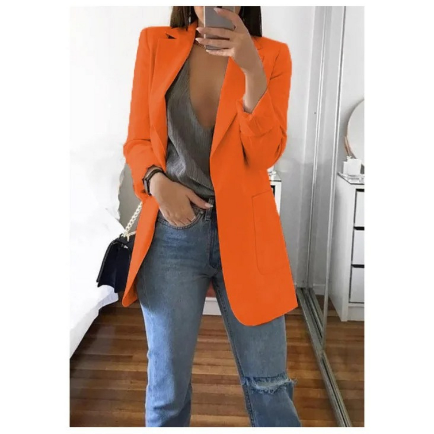 Street-Wave Women Blazer Khaki Lightweight Elegant Tailored Jacket For Everyday Style