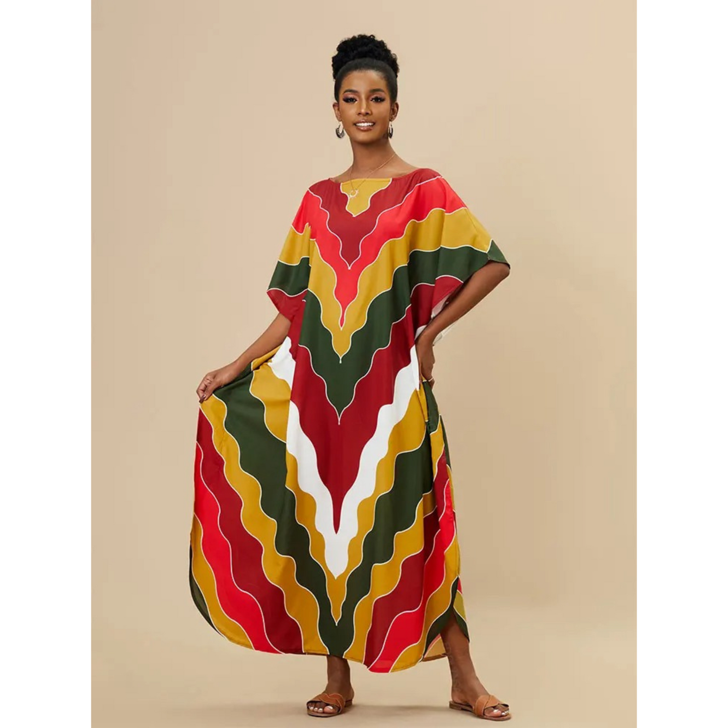 Street Wave Womens Kaftan Light and Airy Loose Fit V Neck Beach Cover Up