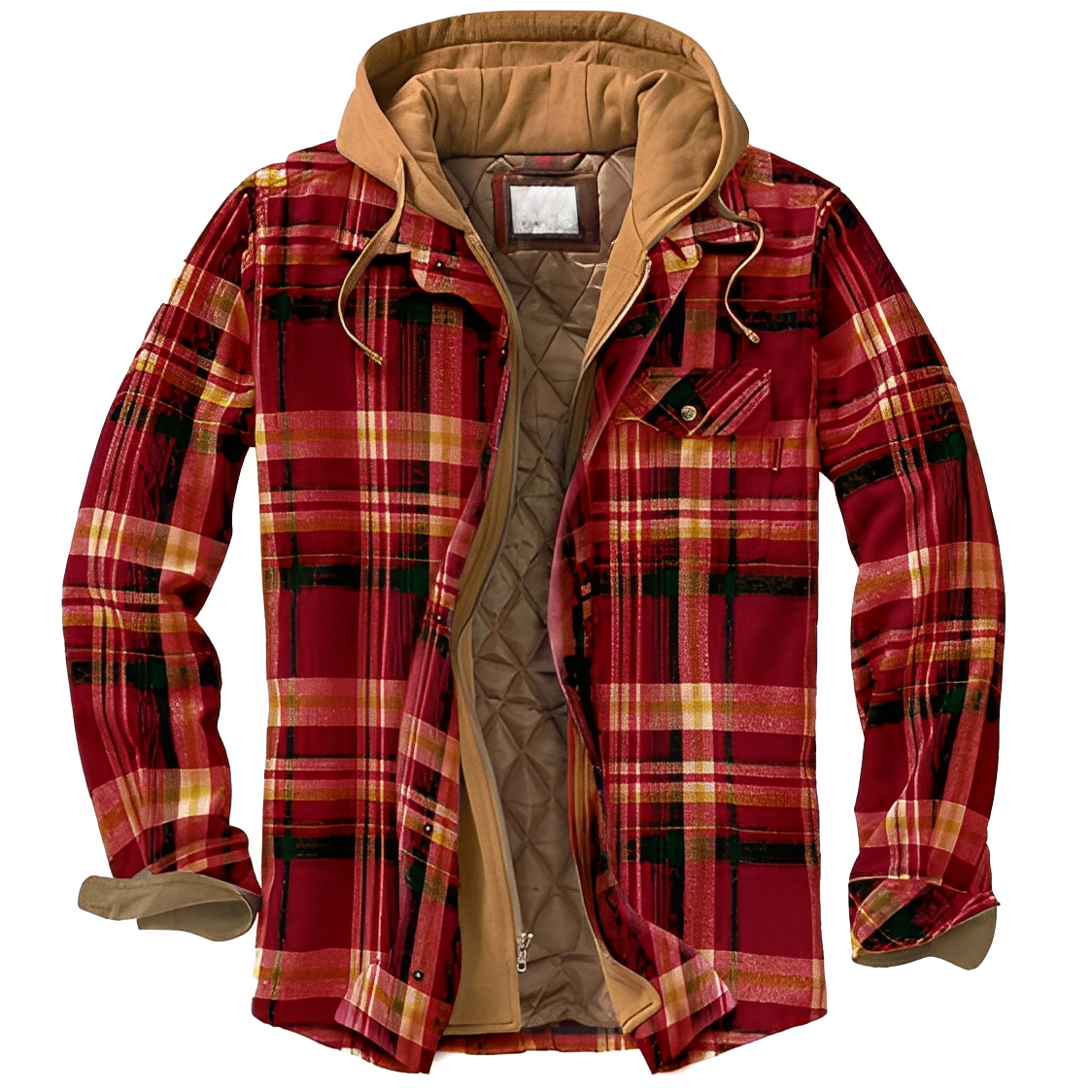 Street-Wave Men Flannel Plaid Jacket With Warm Quilted Lining For Cold Days Durable Craftsmanship Casual Outerwear