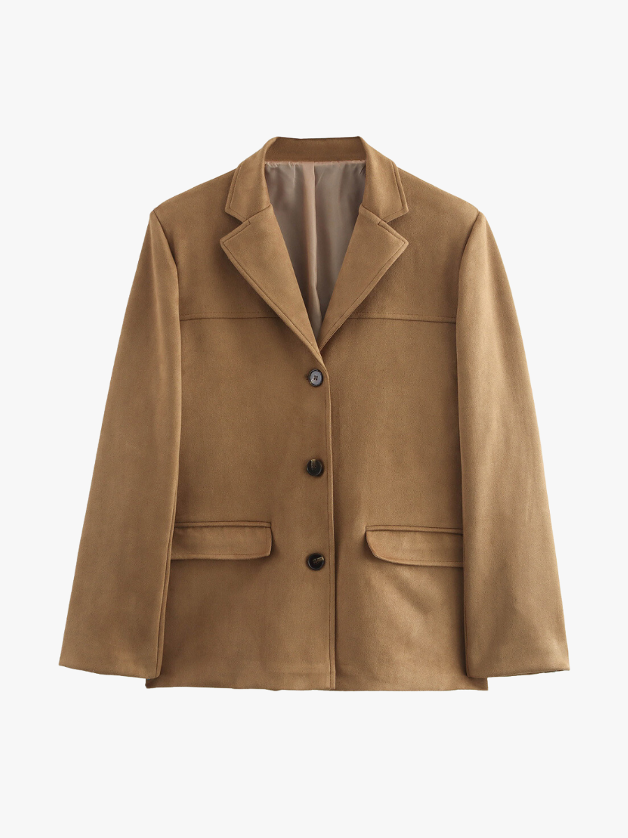 Street-Wave Classic Faux Suede Blazer In Brown For Women Versatile Office To Weekend Chic