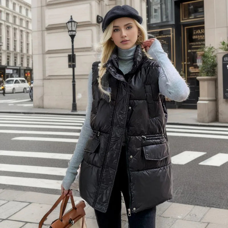 Street-Wave Women's Bodywarmer Cozy Puffer Vest With Warm Cotton Blend For Urban Style