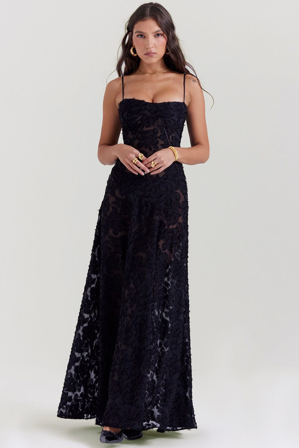 Street-Wave Women Maxi Dress Chiffon Floral Print Slim Fit Spaghetti Straps