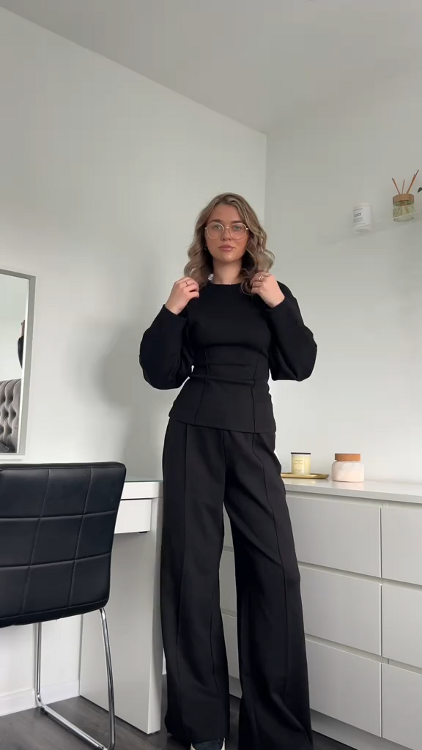 Street-Wave Women's Sweater Set With Wide-Leg Pants, Modern Comfort, Flattering Fit, Everyday Chic