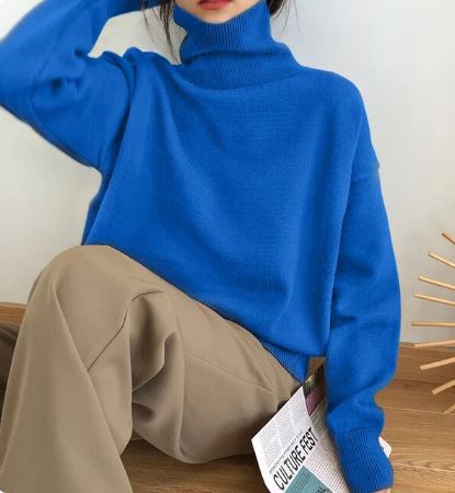 Street-Wave Cozy Elegant Turtleneck Sweater For Women Soft Warm Knit Easy-Care Winter Essential