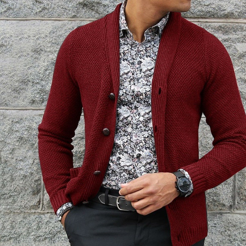 Street-wave Men's Knit Cardigan With Elegant Button Details And Textured Knit For Fashion-Forward Men