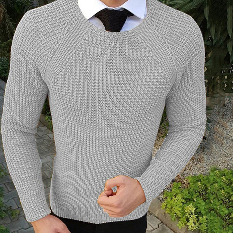 Mens Fine Knit Sweater With Structured Wave Pattern Crew Neck Street-wave For Him Durable And Stylish