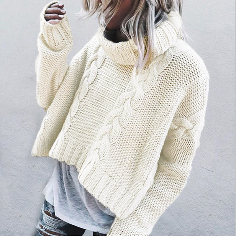 Street Wave Womens Chunky Knit Sweater With Cozy Voluminous Turtleneck And Cable Knit Pattern