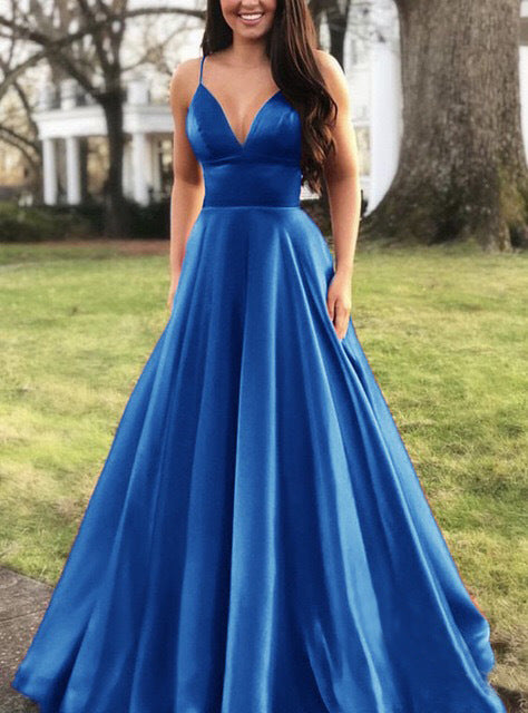 Streetwave A Line Evening Dress Deep V Neck With Thin Straps For Women Elegant Gown For Special Occasions