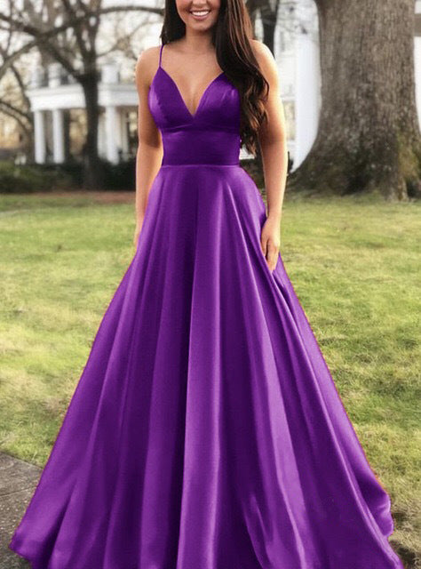 Streetwave A Line Evening Dress Deep V Neck With Thin Straps For Women Elegant Gown For Special Occasions
