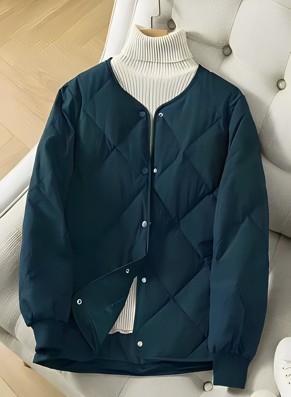 Street-Wave Women's Padded Quilted Jacket With Button Front Closure Relaxed Fit Warm Daily Outerwear