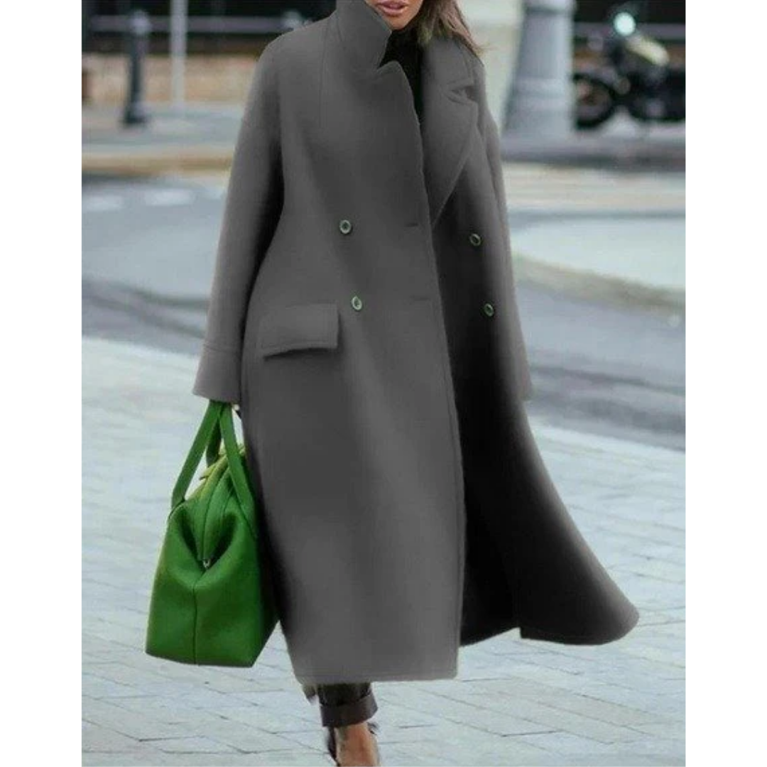 Street Wave Warm Long Double Breasted Coat For Women With Elegant Silhouette And Retro Charm