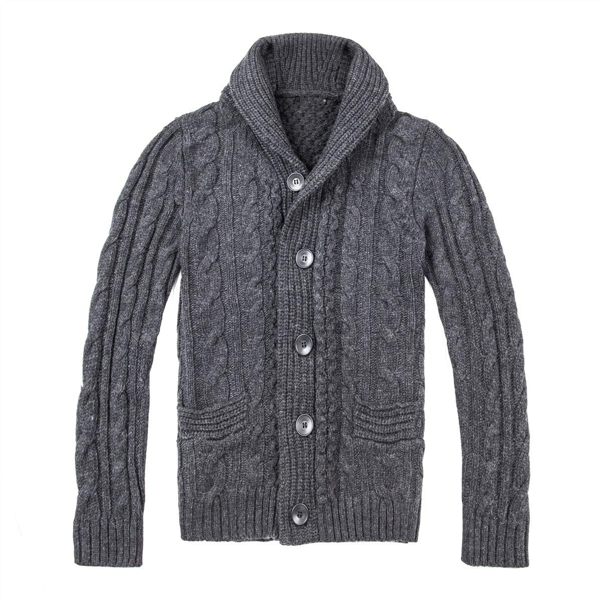 Streetwave Mens Cable Knit Cardigan With Pockets Cozy Warm Classic Sweater For Men Everyday Wear
