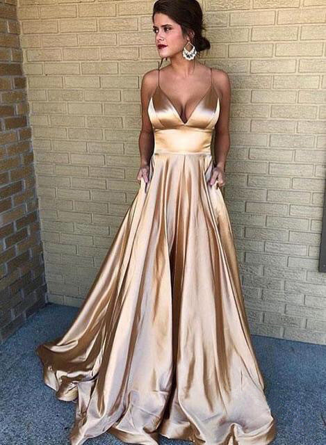 Streetwave A Line Evening Dress Deep V Neck With Thin Straps For Women Elegant Gown For Special Occasions