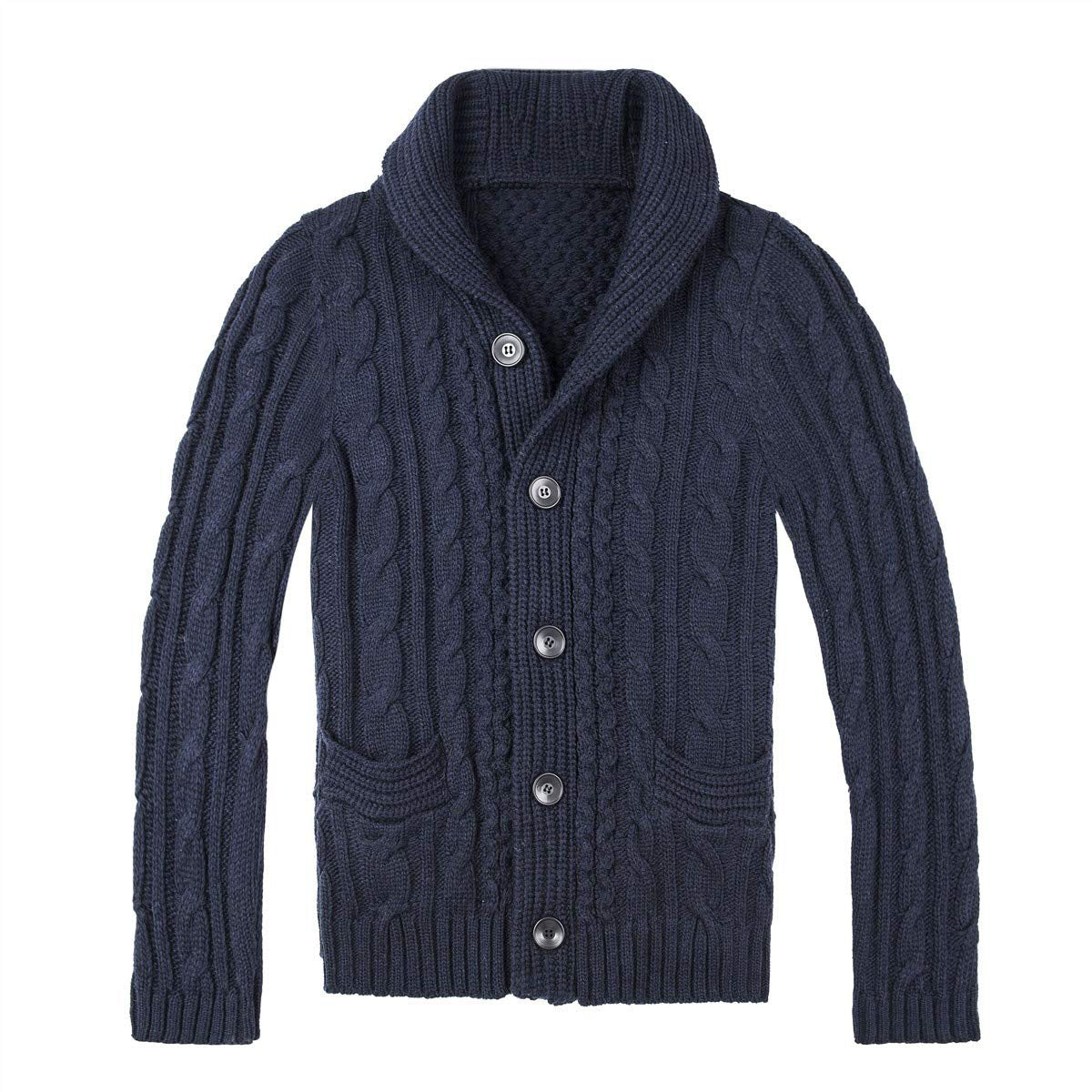 Streetwave Mens Cable Knit Cardigan With Pockets Cozy Warm Classic Sweater For Men Everyday Wear