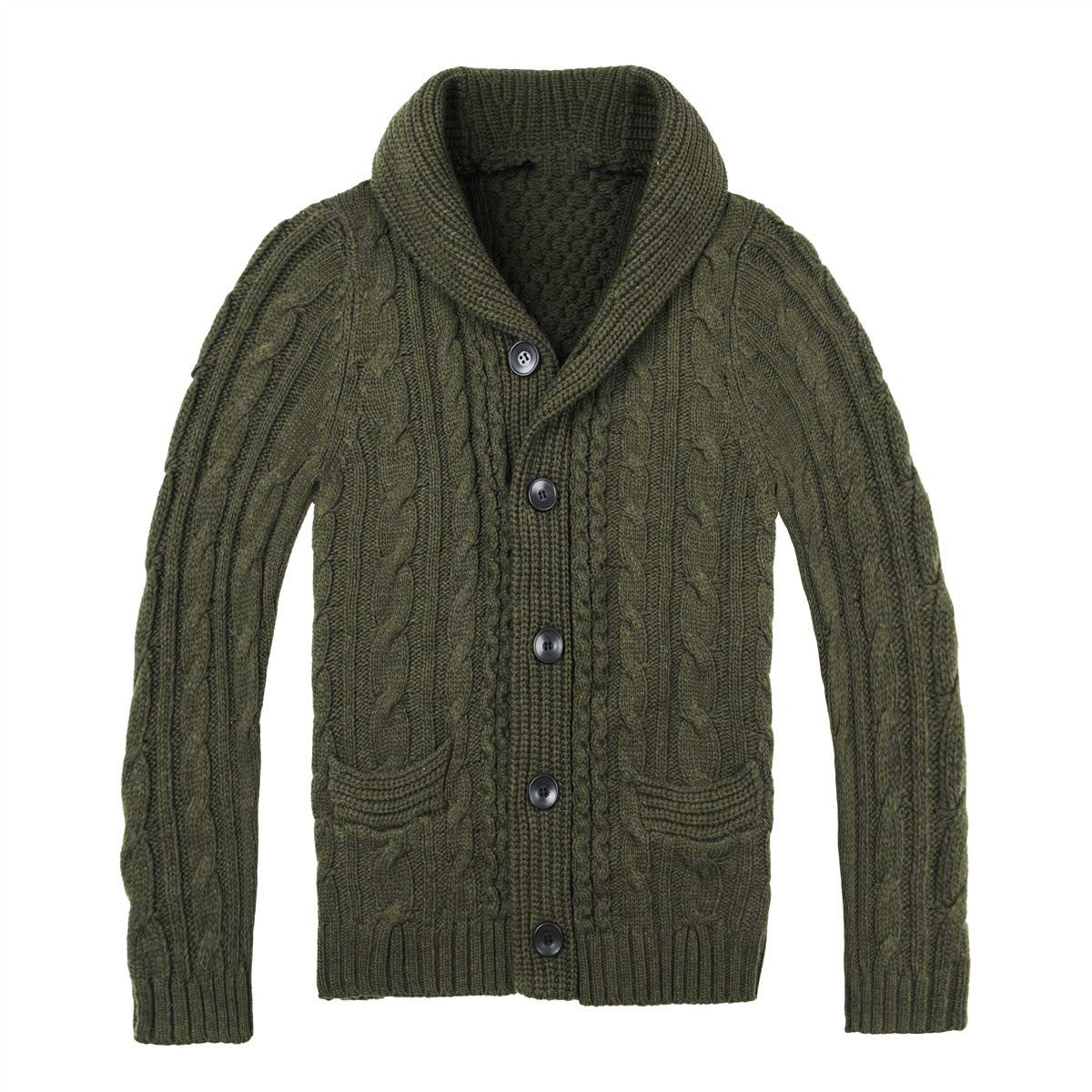 Streetwave Mens Cable Knit Cardigan With Pockets Cozy Warm Classic Sweater For Men Everyday Wear