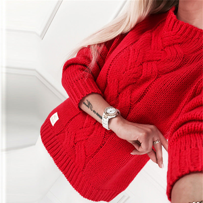 Street-Wave Women's Chunky Knit Sweater With Elegant Cable Pattern And Casual Fit