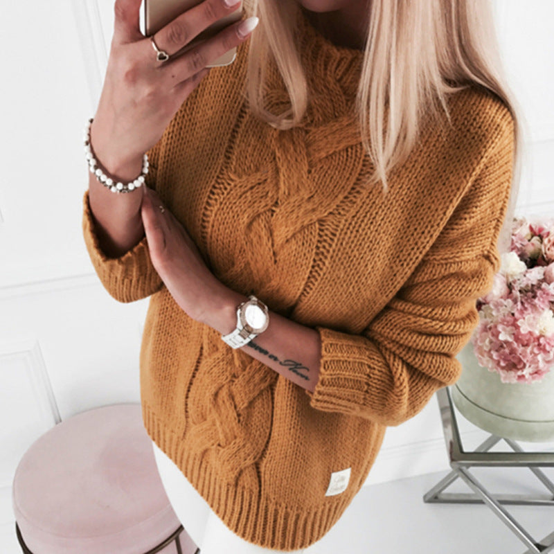 Street-Wave Women's Chunky Knit Sweater With Elegant Cable Pattern And Casual Fit