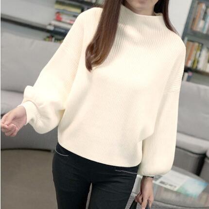 Street-wave Women’s Wool Pullover With Oversized Sleeves And High Collar For Cozy Luxury