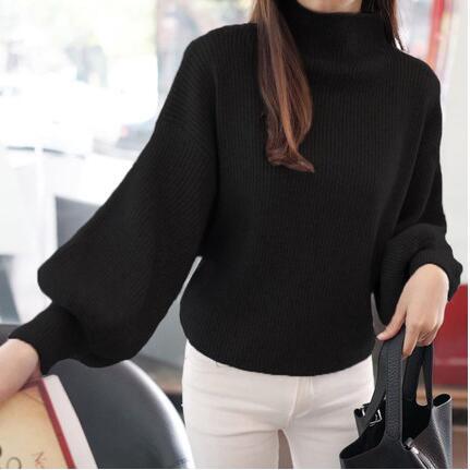 Street-wave Women’s Wool Pullover With Oversized Sleeves And High Collar For Cozy Luxury