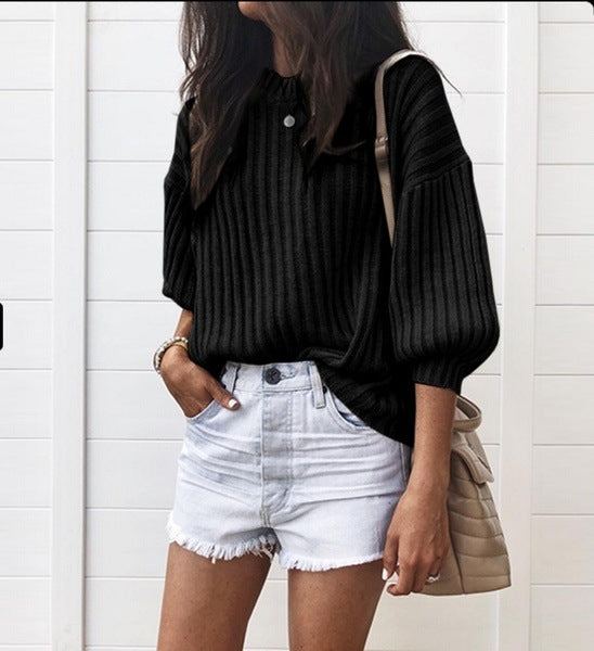 Womens Knit Sweater With Modern Rib Design And Casual Fit For Everyday Wear Street-wave