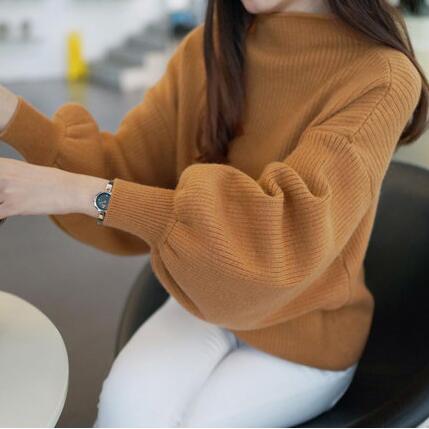 Street-wave Women’s Wool Pullover With Oversized Sleeves And High Collar For Cozy Luxury