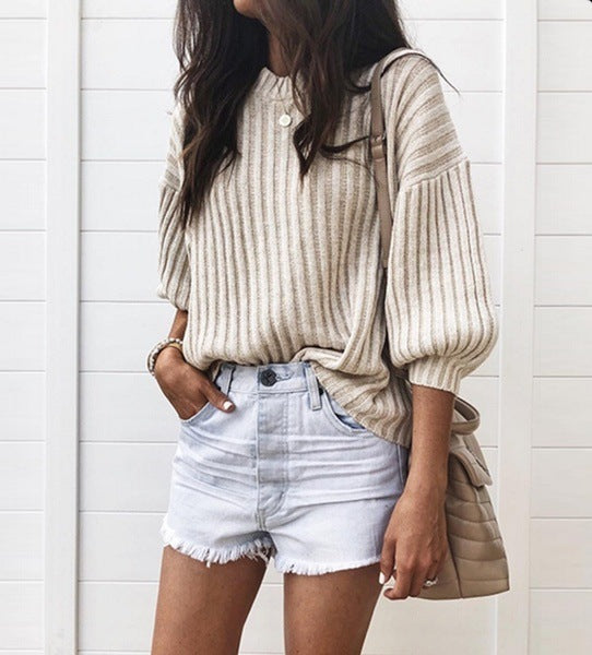 Womens Knit Sweater With Modern Rib Design And Casual Fit For Everyday Wear Street-wave