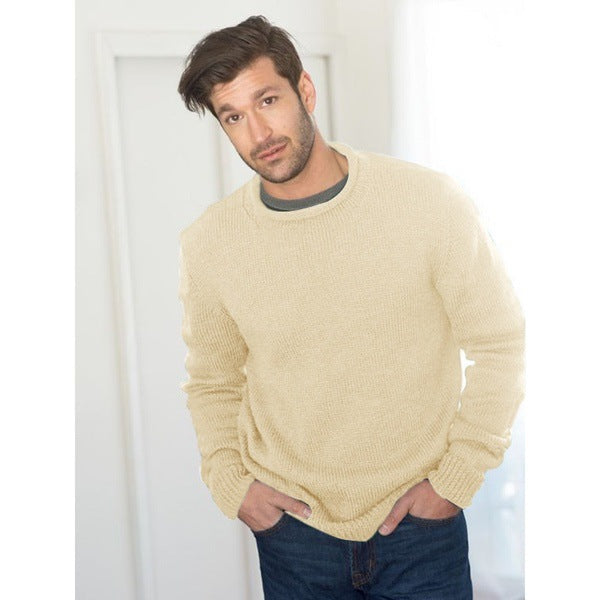 Street-Wave Men's Chunky Knit Sweater With Crew Neck And Textured Design For Every Occasion