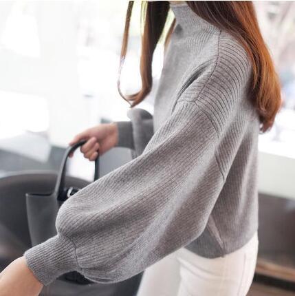 Street-wave Women’s Wool Pullover With Oversized Sleeves And High Collar For Cozy Luxury