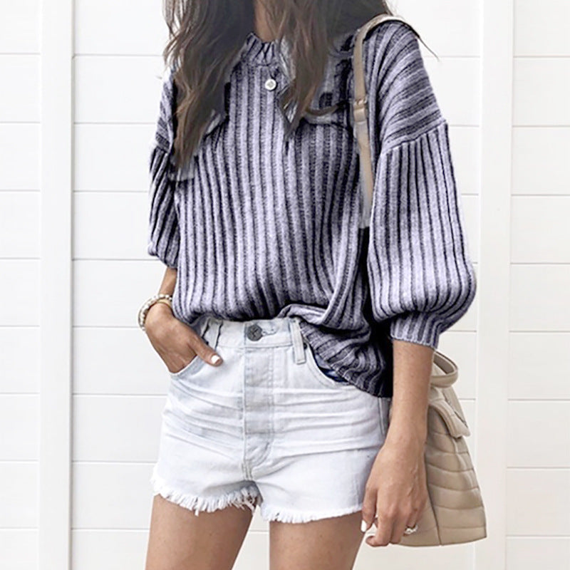 Womens Knit Sweater With Modern Rib Design And Casual Fit For Everyday Wear Street-wave