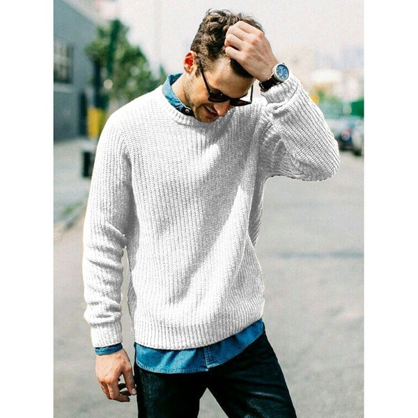 Street-Wave Men's Chunky Knit Crewneck Sweater - Casual Fit, Soft Yet Durable Warmth