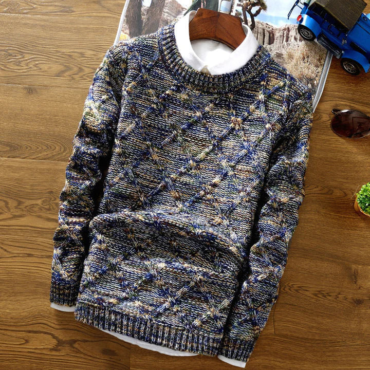 Street-Wave Multicolor Knit Pullover Timeless Elegance For Fashion Forward Men Everyday Comfort Seasonless Wear