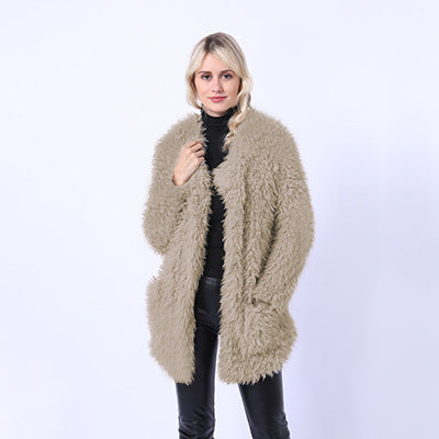 Streetwave Women's Fluffy Faux Fur Throw Coat With Pockets And Cozy Collar Soft Lining For Extra Warmth