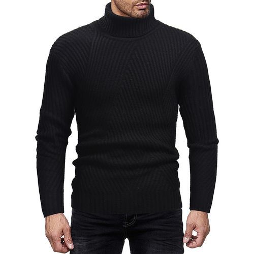 Street-Wave Mens Knit Sweater With Modern Roll Neck And Structured Texture For Premium Comfort