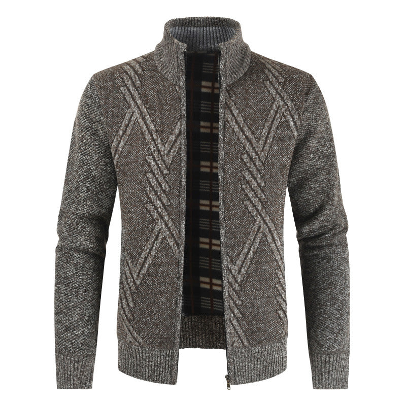 Street-Wave Men's Knit Cardigan With Modern Geometric Pattern For Men And Everyday Style