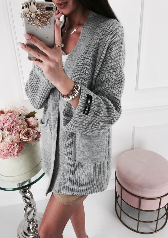 Street Wave Chunky Knit Cardigan For Women With Pockets And Fashion Details Cozy Warmth