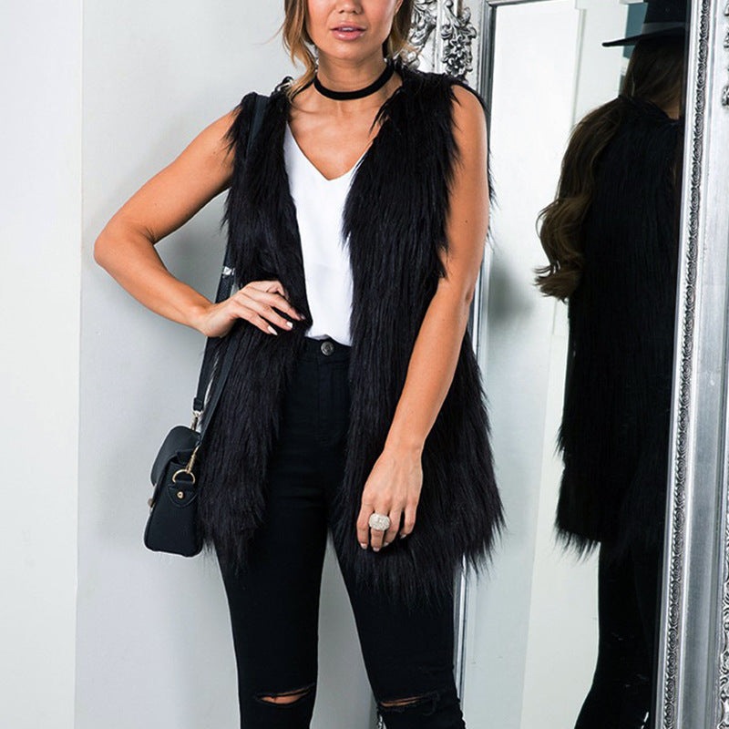 Street Wave Elegant Faux Fur Vest For Women With Trendy Cut Luxurious Texture And Versatile Style