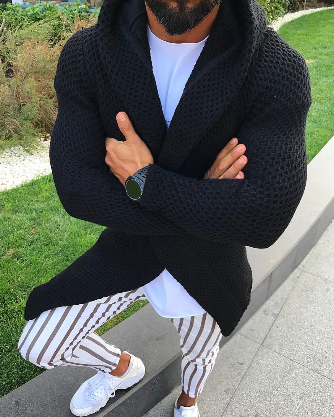 Street-Wave Women Open Front Hooded Knit Cardigan Cozy Versatile Everyday Wear Lightweight Warm
